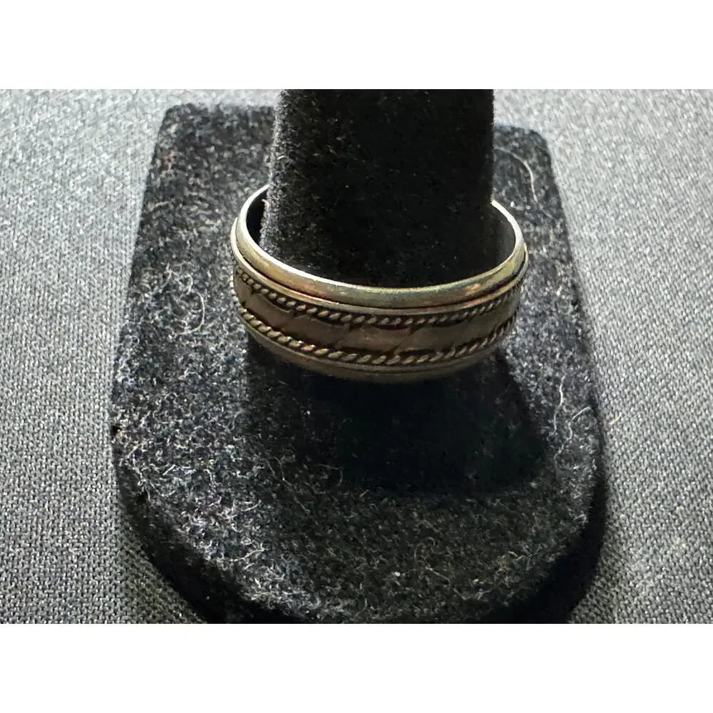 Vintage 925 Silver Dual Twisted Rope Mens Band Ring Size 11